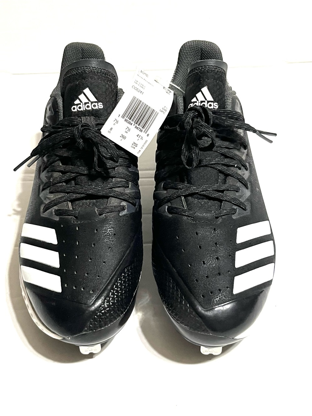 adidas Black Cleats with White Three-Stripe Accents